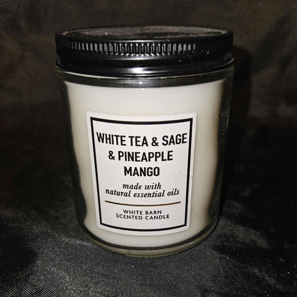 Bath & Body Works White Tea Sage & Pineapple Mango Single Wick Mason Jar Candle